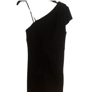 Adrienne Vittadini size 10 black one shoulder midi dress NWOT